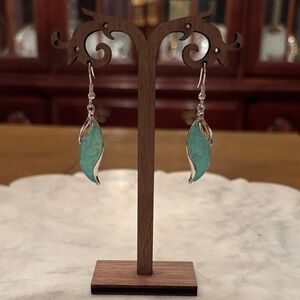 🦚Silver and‎ Blue-Green Earrings🦚